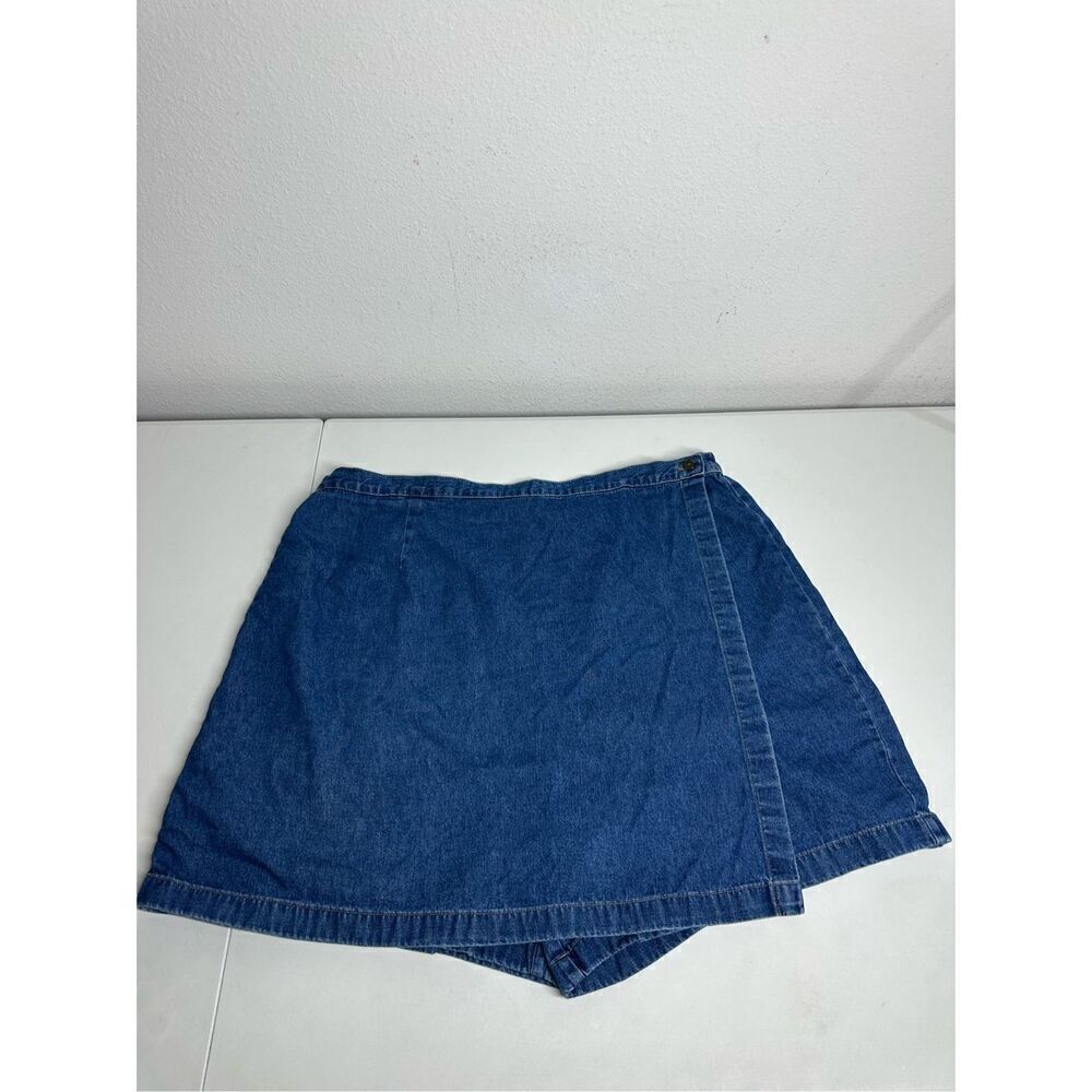 Classic Elements Women's Denim Jean Shorts Faux Wrap Front Skirt Size 22W Cotton